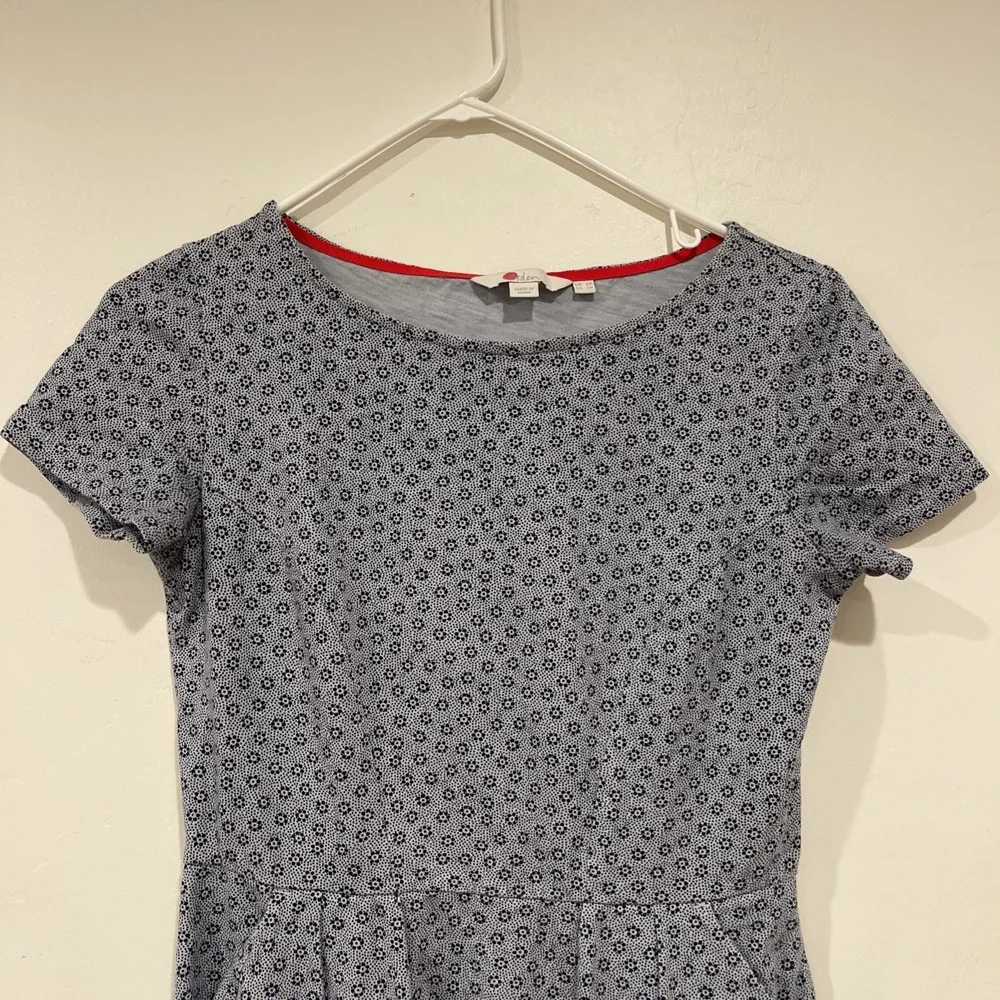 BODEN‎ Blue Micro-Print Knit Dress  Twee Preppy Cottagecore Aesthetic Sz 2
